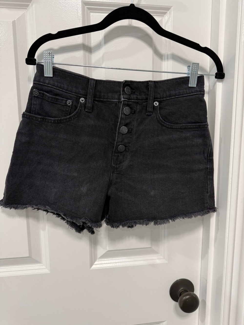 J. Crew Black Button-Front Denim Shorts